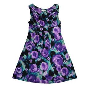 Three Seasons Maternity Sleeveless Dress Drape Front Purple Size Medium